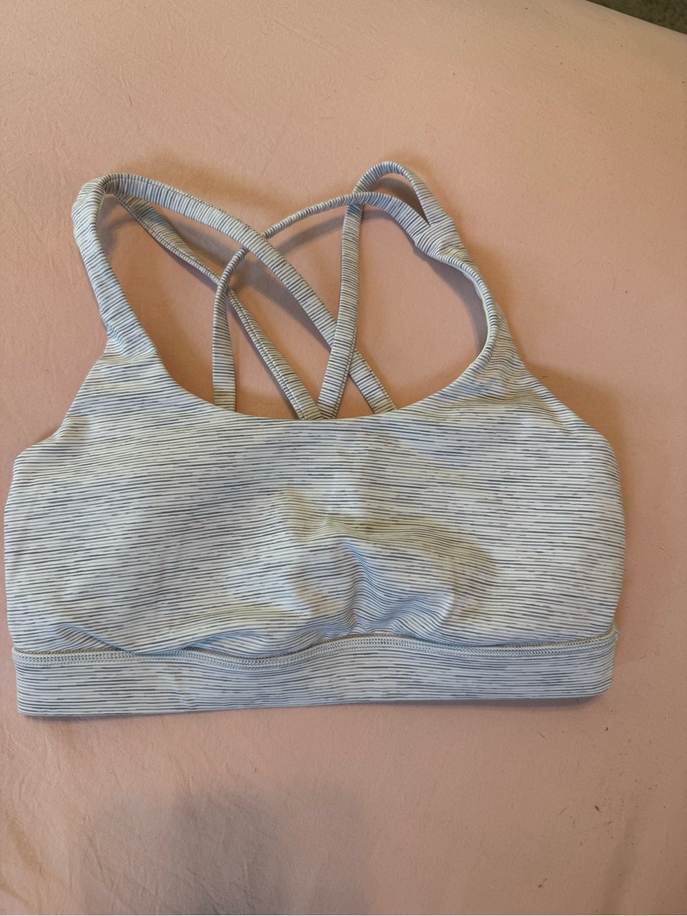 lululemon athletica Light Blue Striped Crisscross Sports Bra